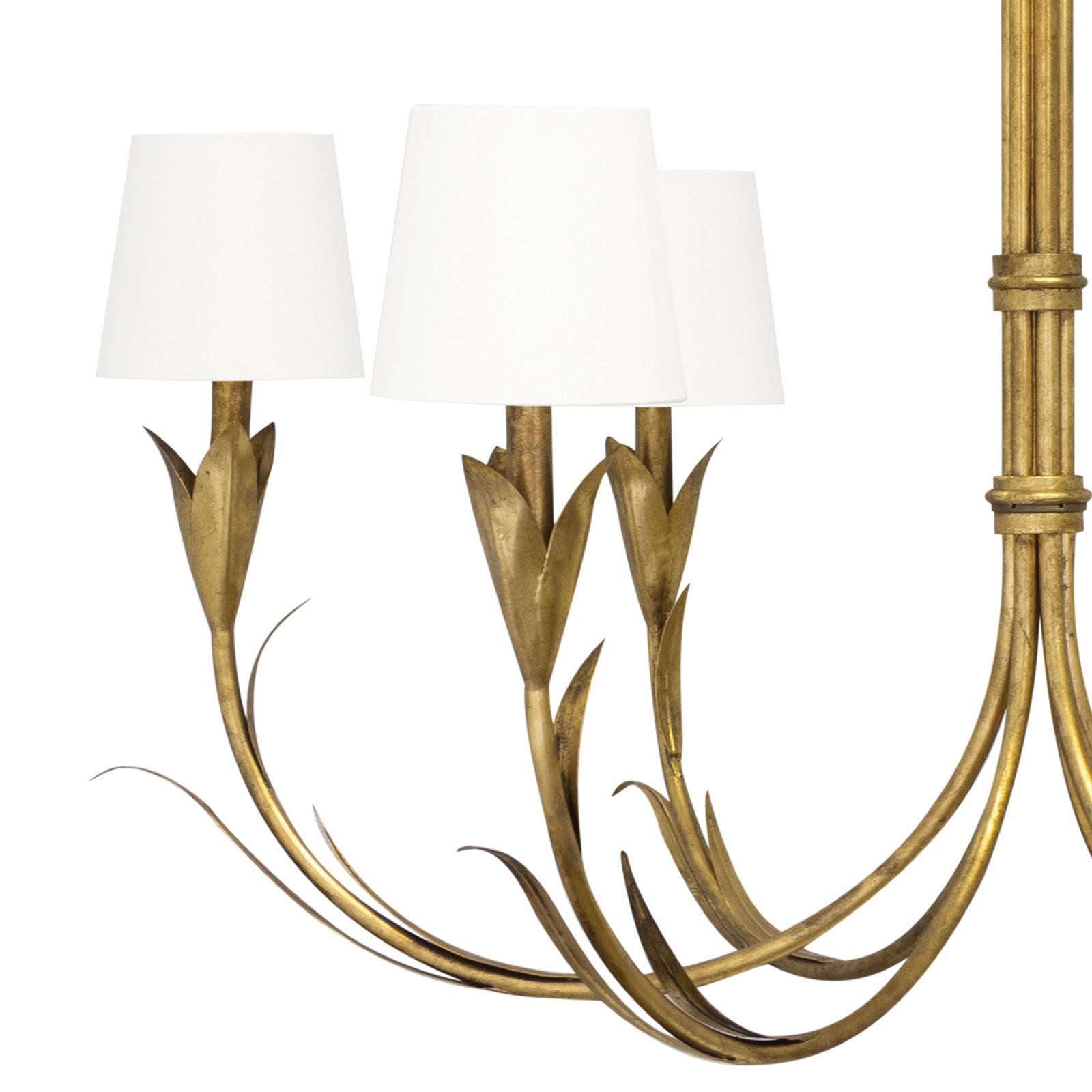 Small Gold Reed Chandelier with White Shade | Regina Andrew